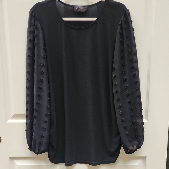 Sweet Wanderer Maternity Black Textured Sleeve Blouse XL Extra Large - Picture 1 of 9